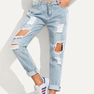 Brand New Shein Distressed Boyfriend Jeans